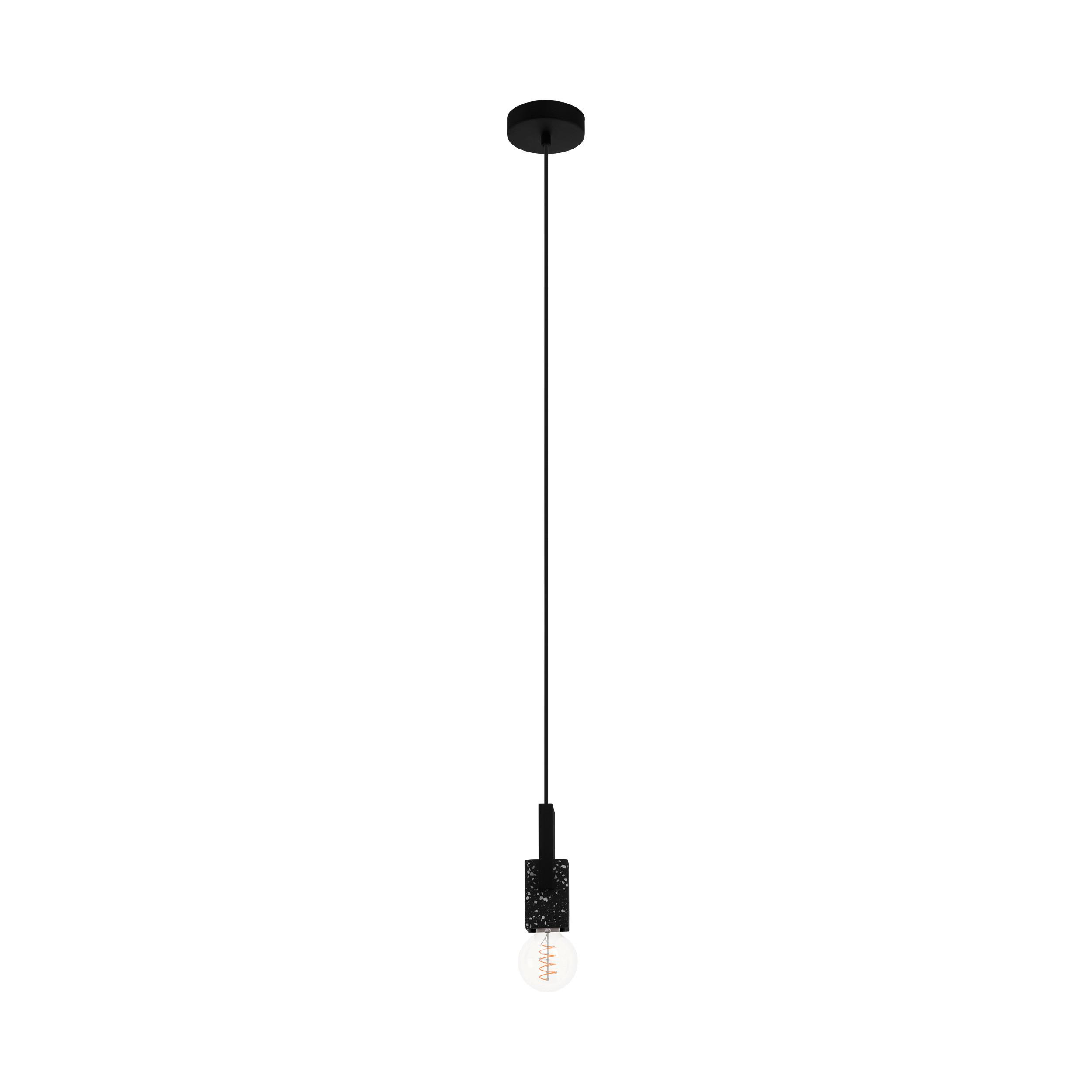 Hängeleuchte Lobatia H: 110 cm 1-Flammig, Schwarz - Schwarz, Basics, Holz/Metall (10,5/110cm) - Eglo