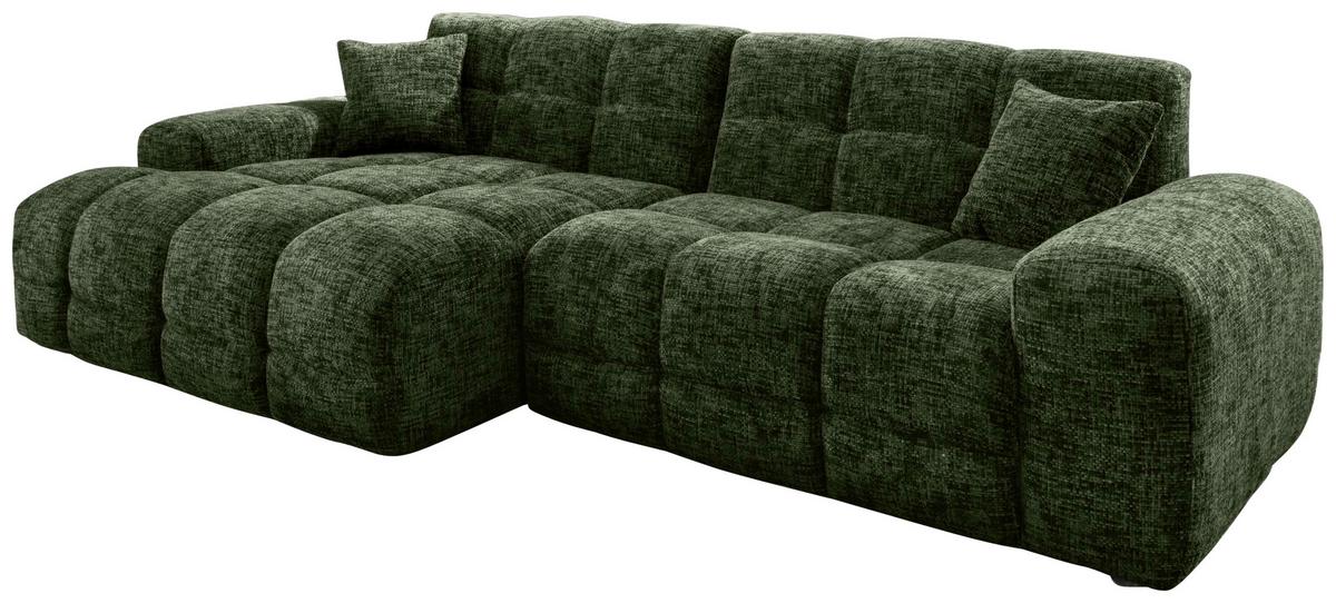 Ecksofa  Bosco Dunkelgrün S: 152x301 cm - Dunkelgrün/Schwarz, MODERN, Textil (152/301cm) - Livetastic