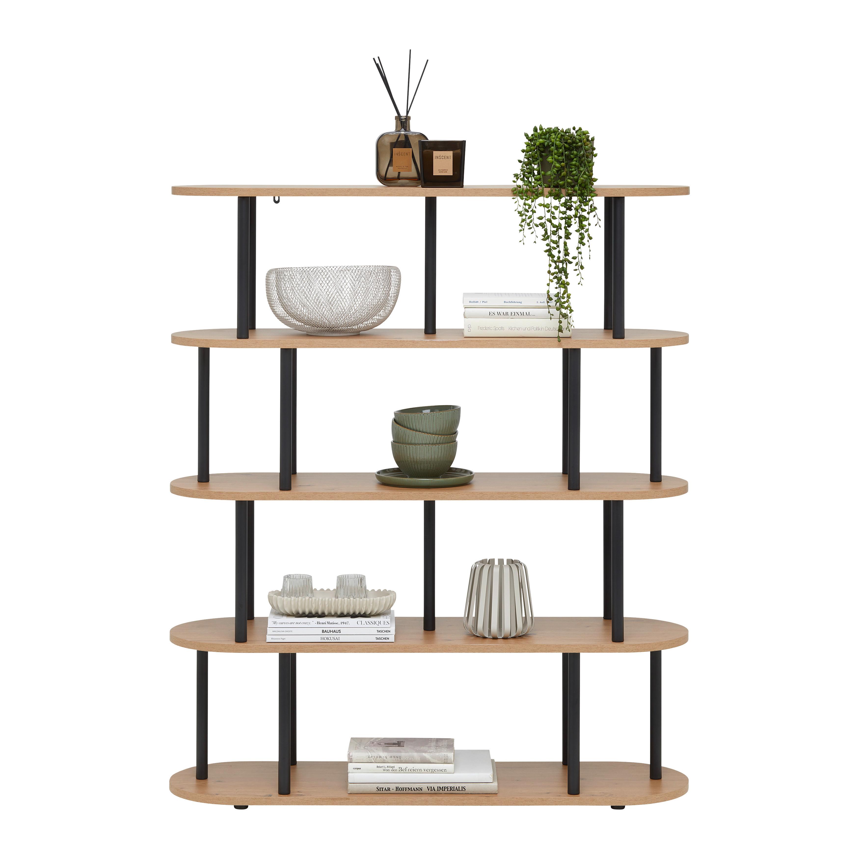 REGÁL NIMO -EXKLUSIV- - čierna/dub artisan, Modern, kov/kompozitné drevo (110/129/32cm) - Mömax