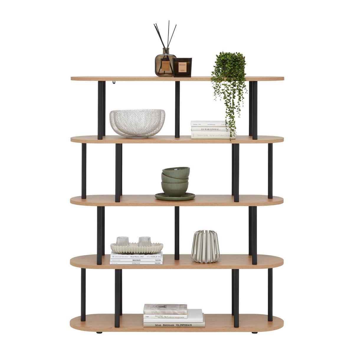 REGÁL NIMO -EXKLUSIV- - černá/dub artisan, Moderní, kov/kompozitní dřevo (110/129/32cm) - Mömax