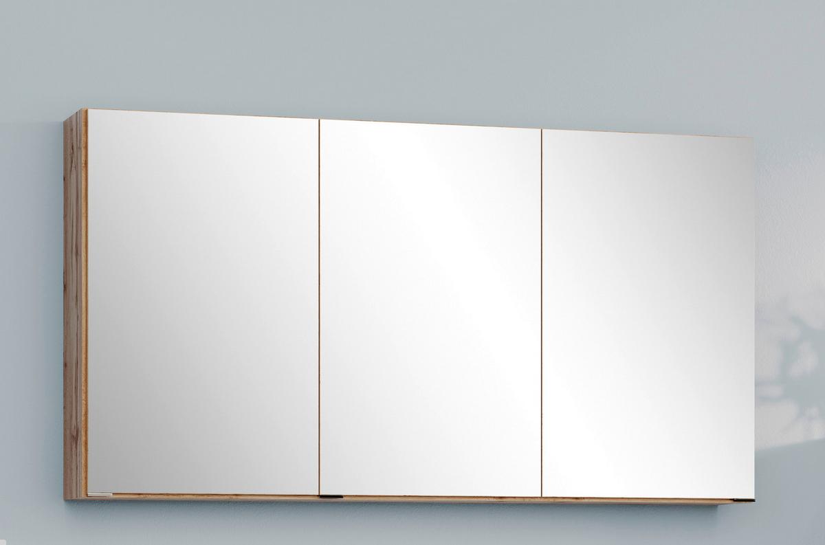 Spiegelschrank Arosa 3 Spiegeltüren 120x64 Cm - Eiche Wotan, MODERN, Glas/Holzwerkstoff (120/64/20cm) - Held