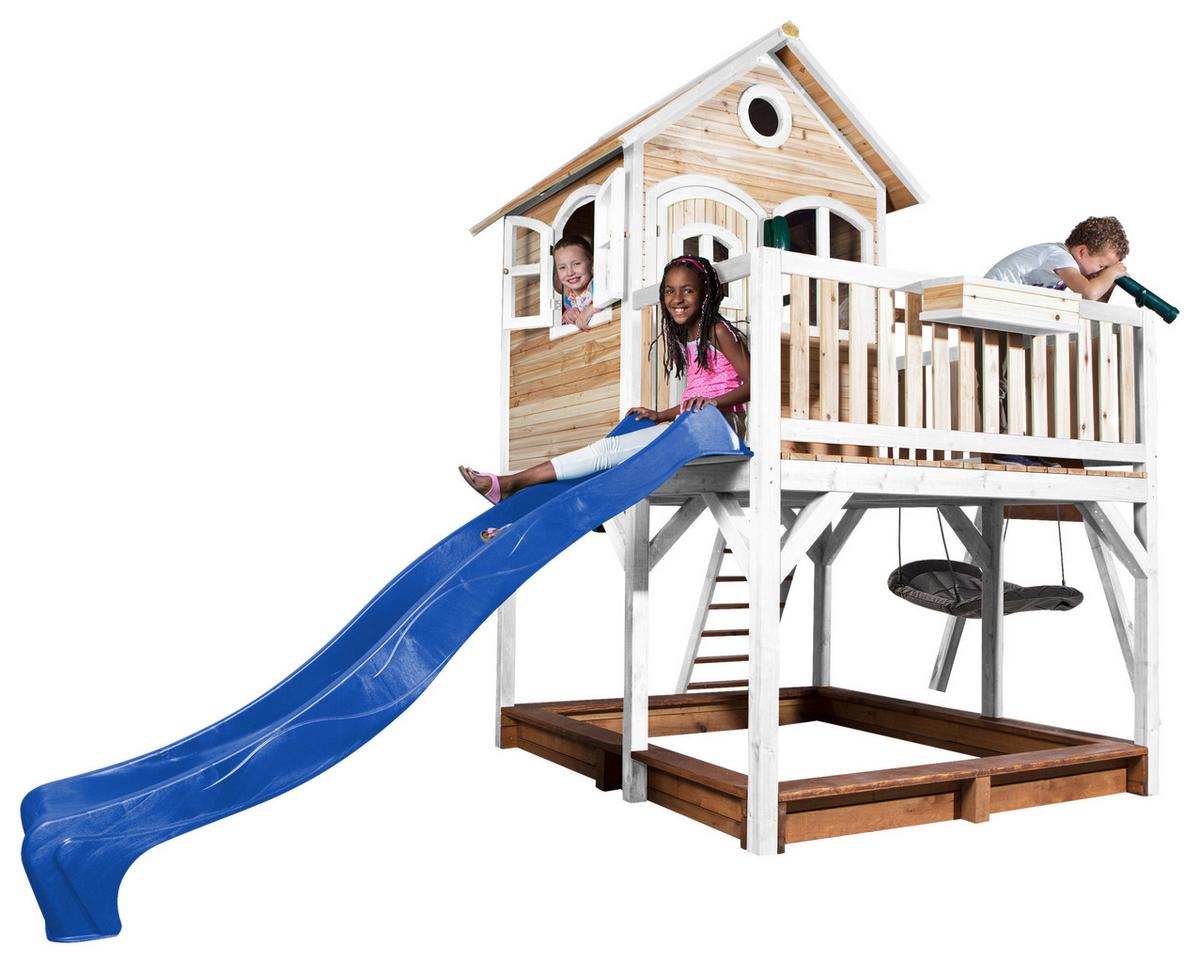 Spielturm A030.158.31 - Blau/Braun, KONVENTIONELL, Holz (613/291/277cm) - Ambia Garden
