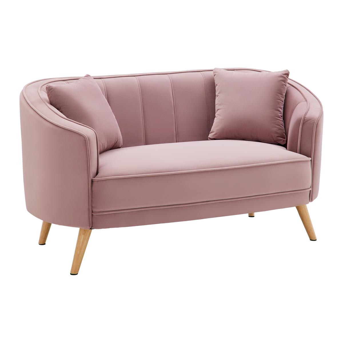 Pohovka HOPE růžová - růžová/přírodní barvy, Moderní, dřevo/textil (141/77/73cm) - Bessagi Home
