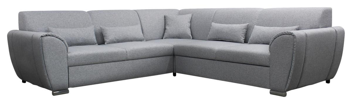 Ecksofa Delux Hellgrau Mit Schlaffunktion Ottomane Rechts - Silberfarben/Hellgrau, Design, Textil (266/266cm) - Livetastic
