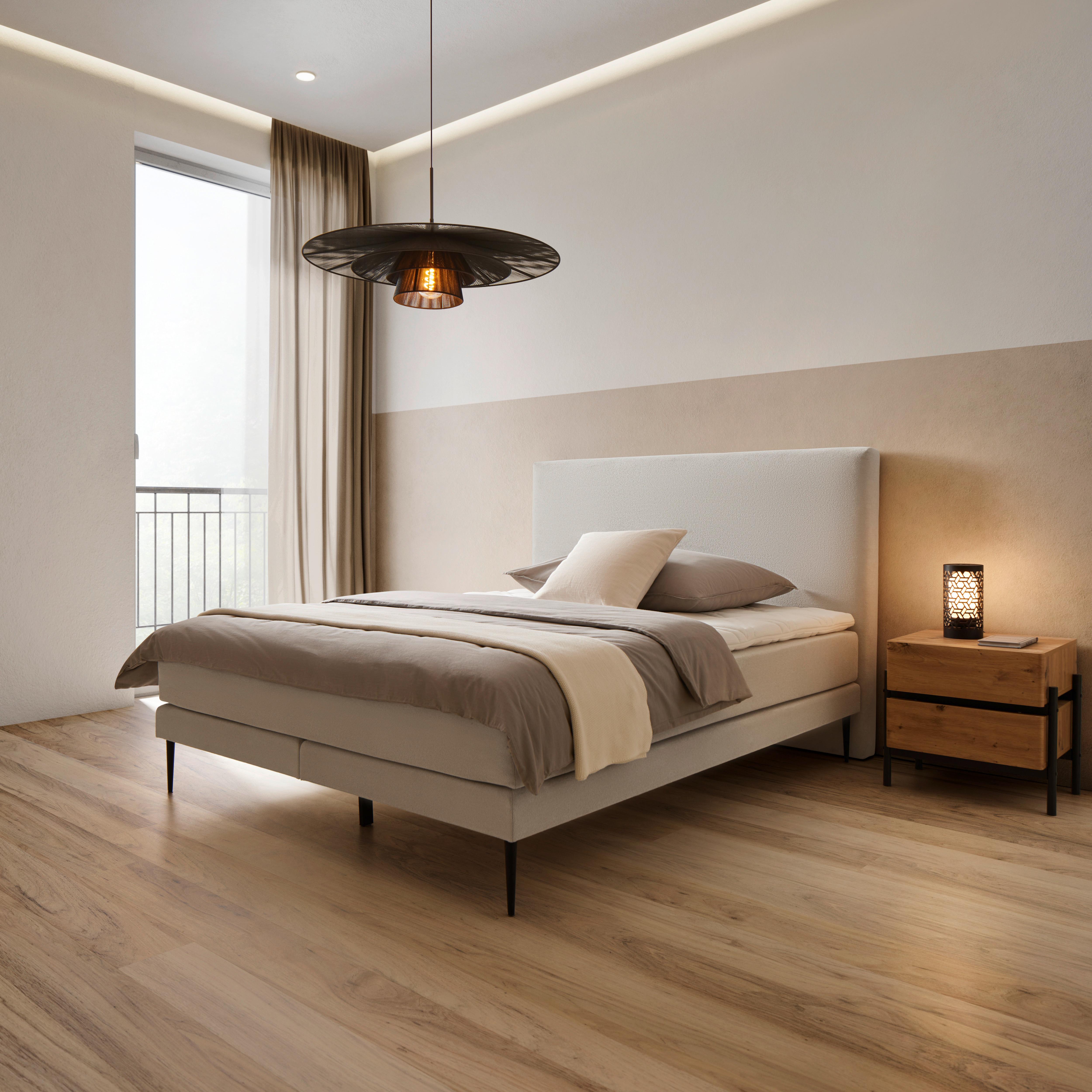 Boxspringová posteľ NEVADA 160x200, svetlosivá - čierna/svetlosivá, Modern, kov/drevo (160/200cm) - Bessagi