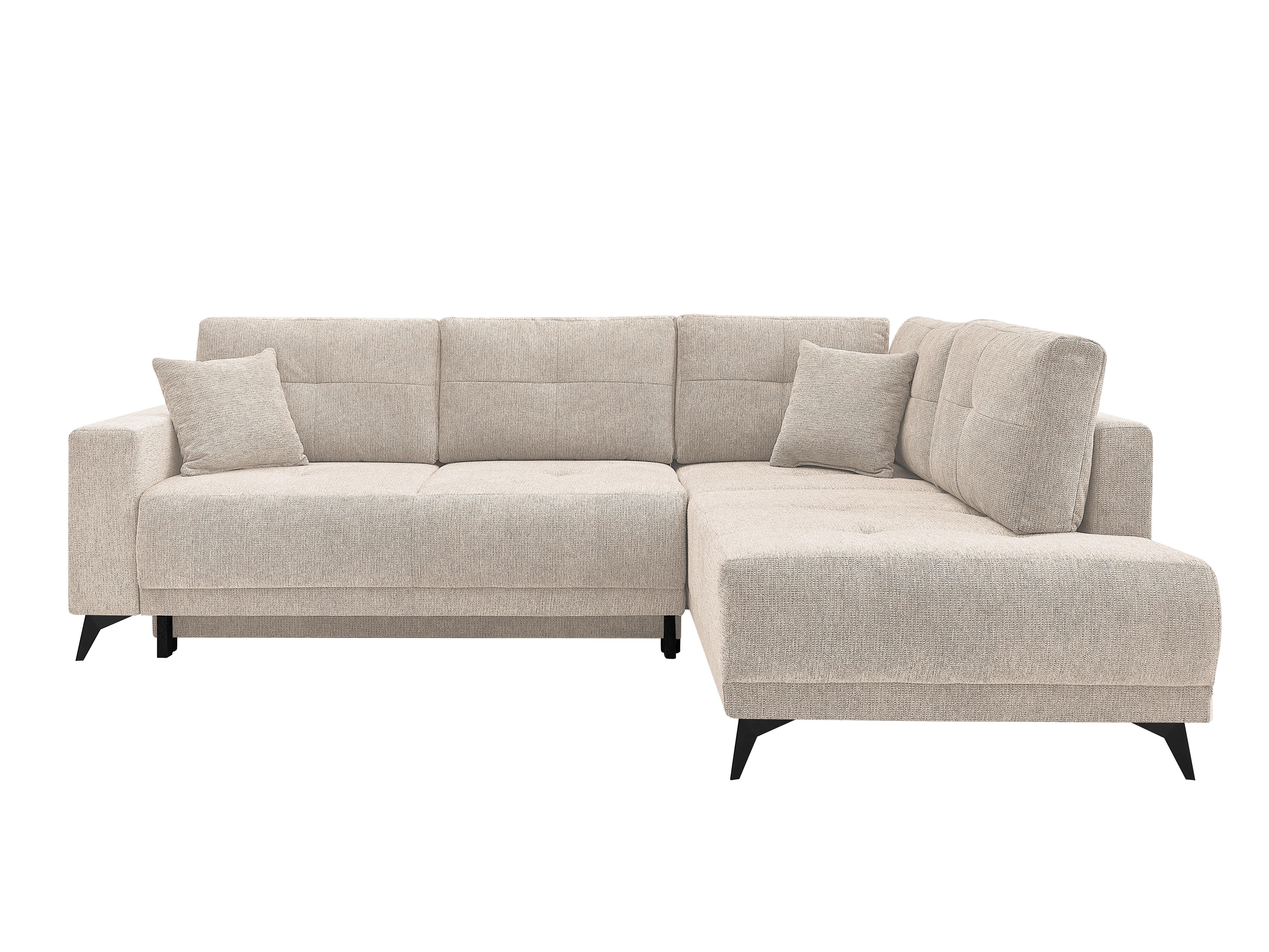 Ecksofa Texas Recr-Rechts Beige S: 259x203 cm - Beige/Schwarz, KONVENTIONELL, Holz (259/92/203cm)