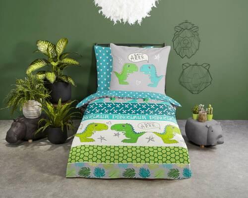 Kinderbettwäsche Dinosaur Multicolor 135x200 Cm - Multicolor, Design, Textil (135/200cm)