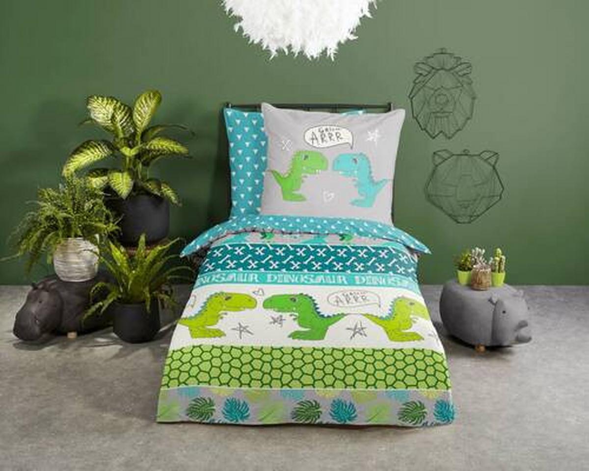 Kinderbettwäsche Dinosaur Multicolor 135x200 Cm - Multicolor, Design, Textil (135/200cm)