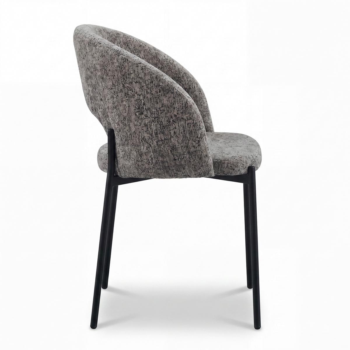 Židle Nadiya lněný vzhled, čalouněné - černá/hnědá, Moderní, kov/dřevo (52/78/56cm) - Bessagi Home