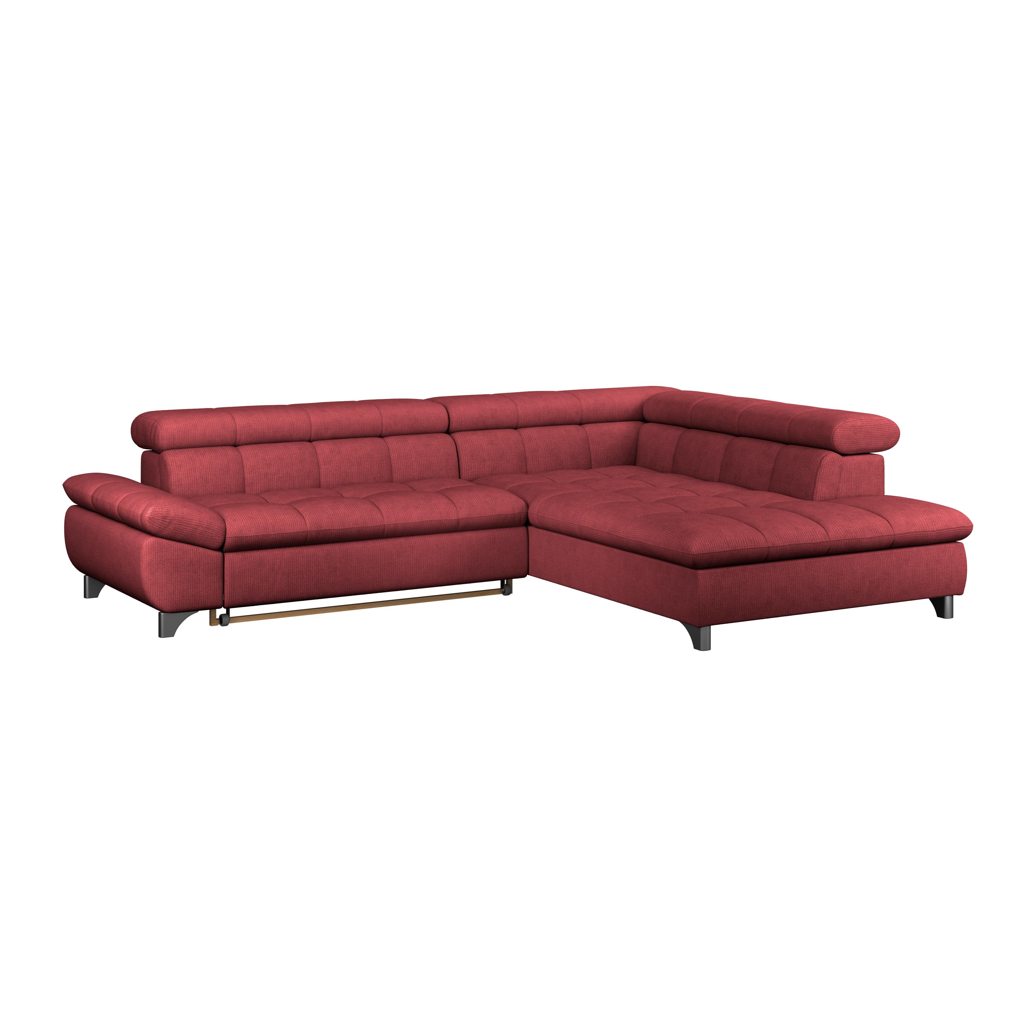 Rohová sedačka GEMINI S, pravá, bordová ženilka - bordová/chrómová, Konventionell, kov/textil (312/234cm)