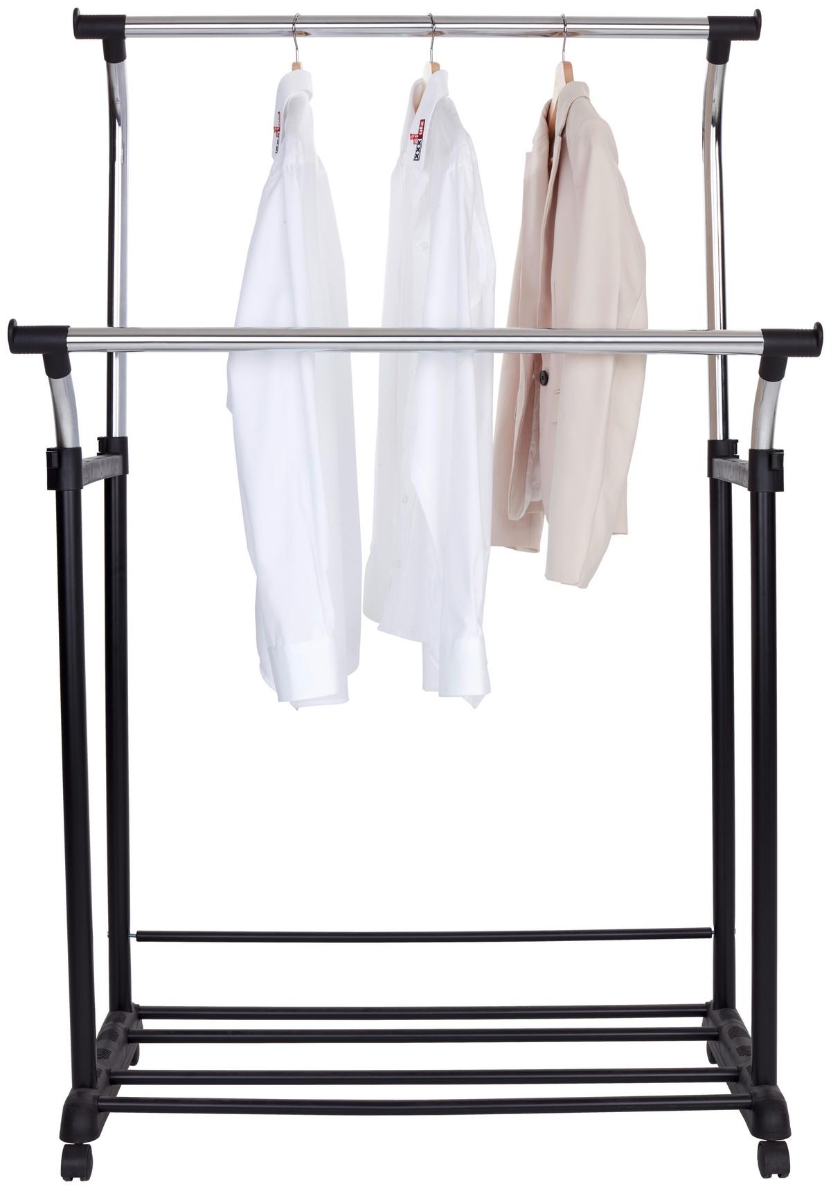 POJÍZDNÝ ŠATNÍ STOJAN SWING 2 -BP- - černá/barvy chromu, Moderní, kov/plast (83/104-167/58cm)