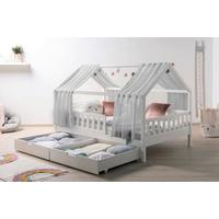 Hausbett Kim Grau/Weiß 120x200cm - Weiß/Naturfarben, MODERN, Holz/Textil (120/200cm) - Livetastic