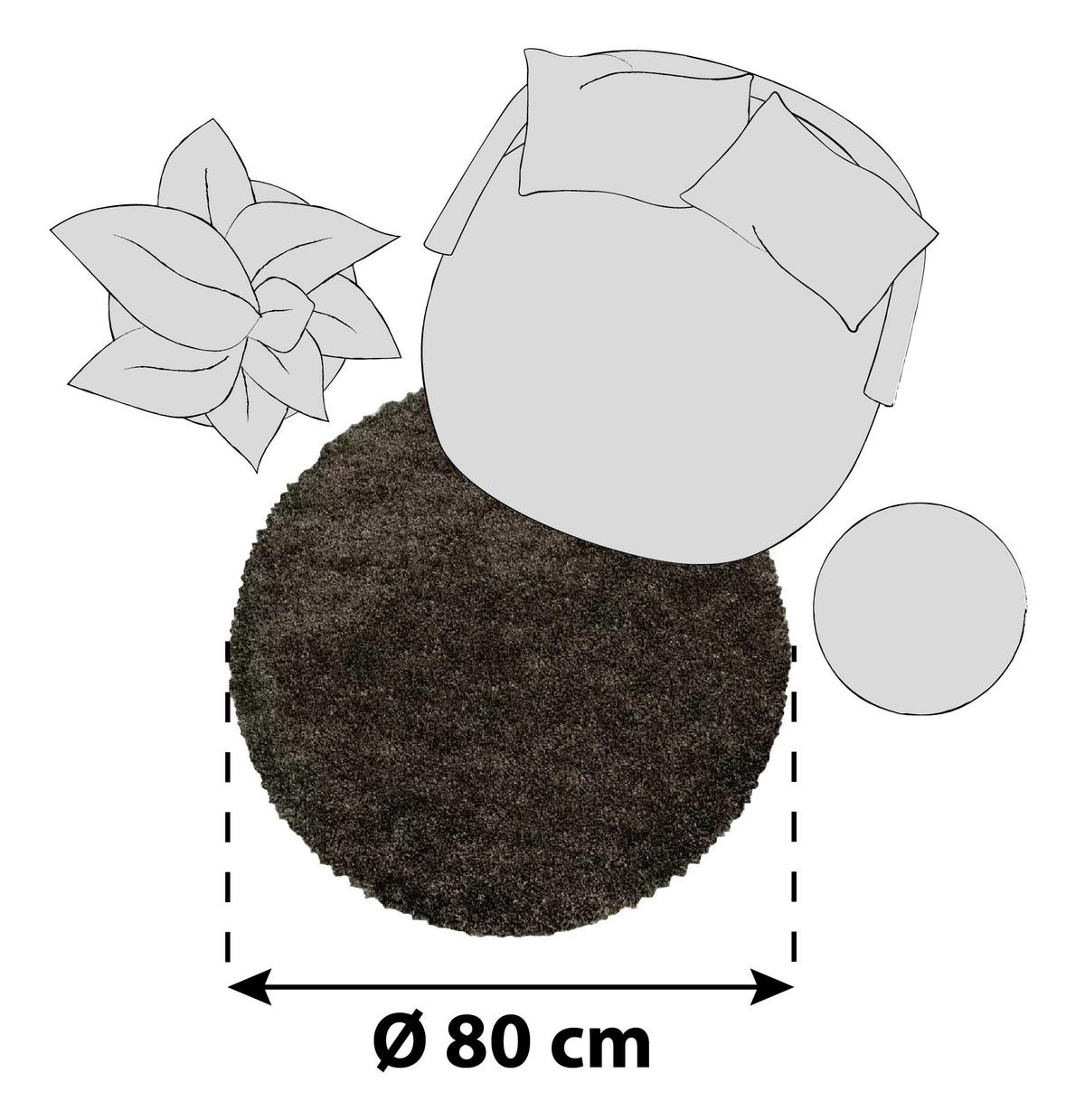 Hochflor Teppich Braun Naturfaser Fluffy Ø 80 cm - Braun, Basics, Textil (80cm)