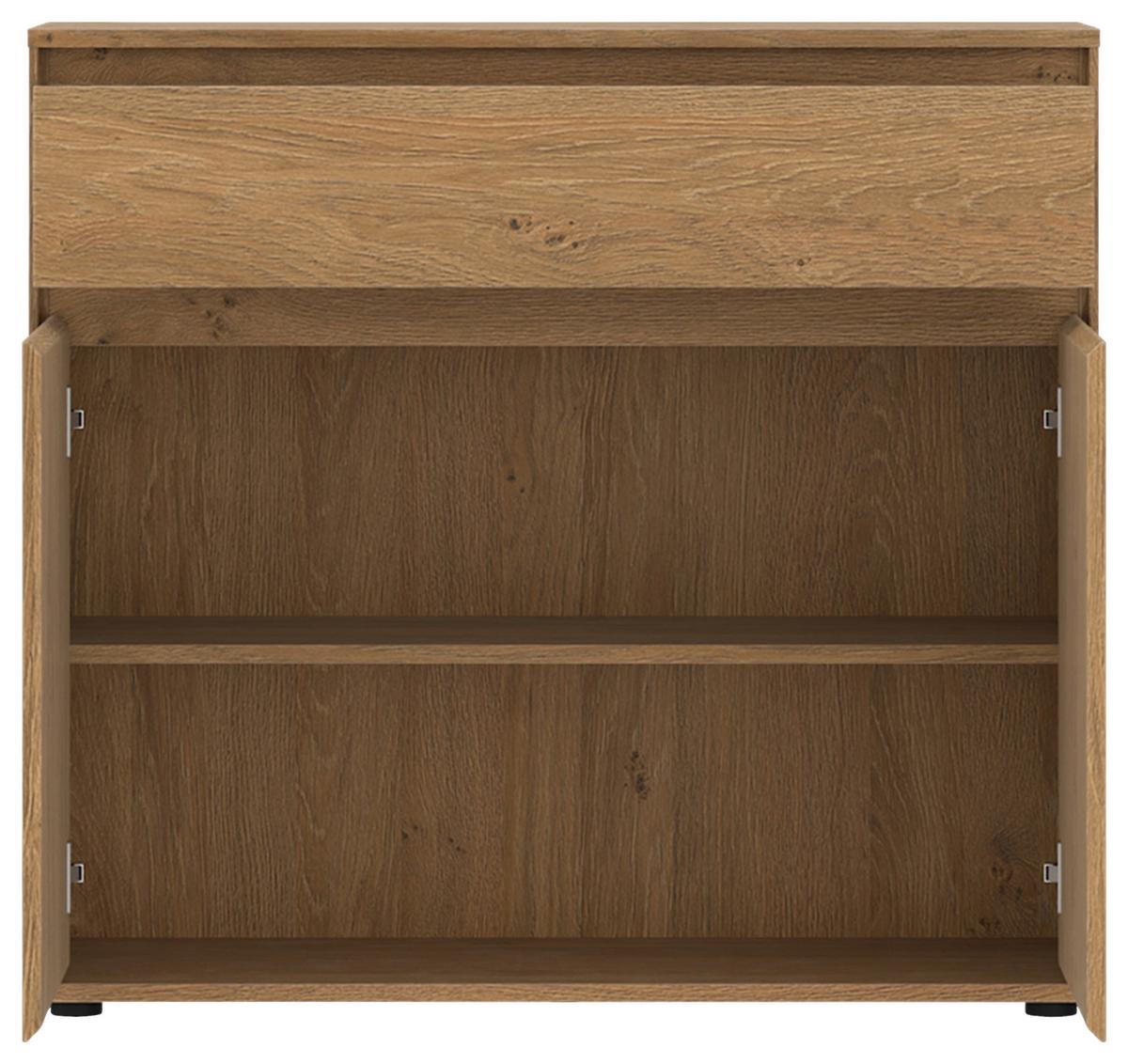 Kommode Calzado Steineiche B: 92cm - Eichefarben/Schwarz, MODERN, Holzwerkstoff (92/86/35cm)