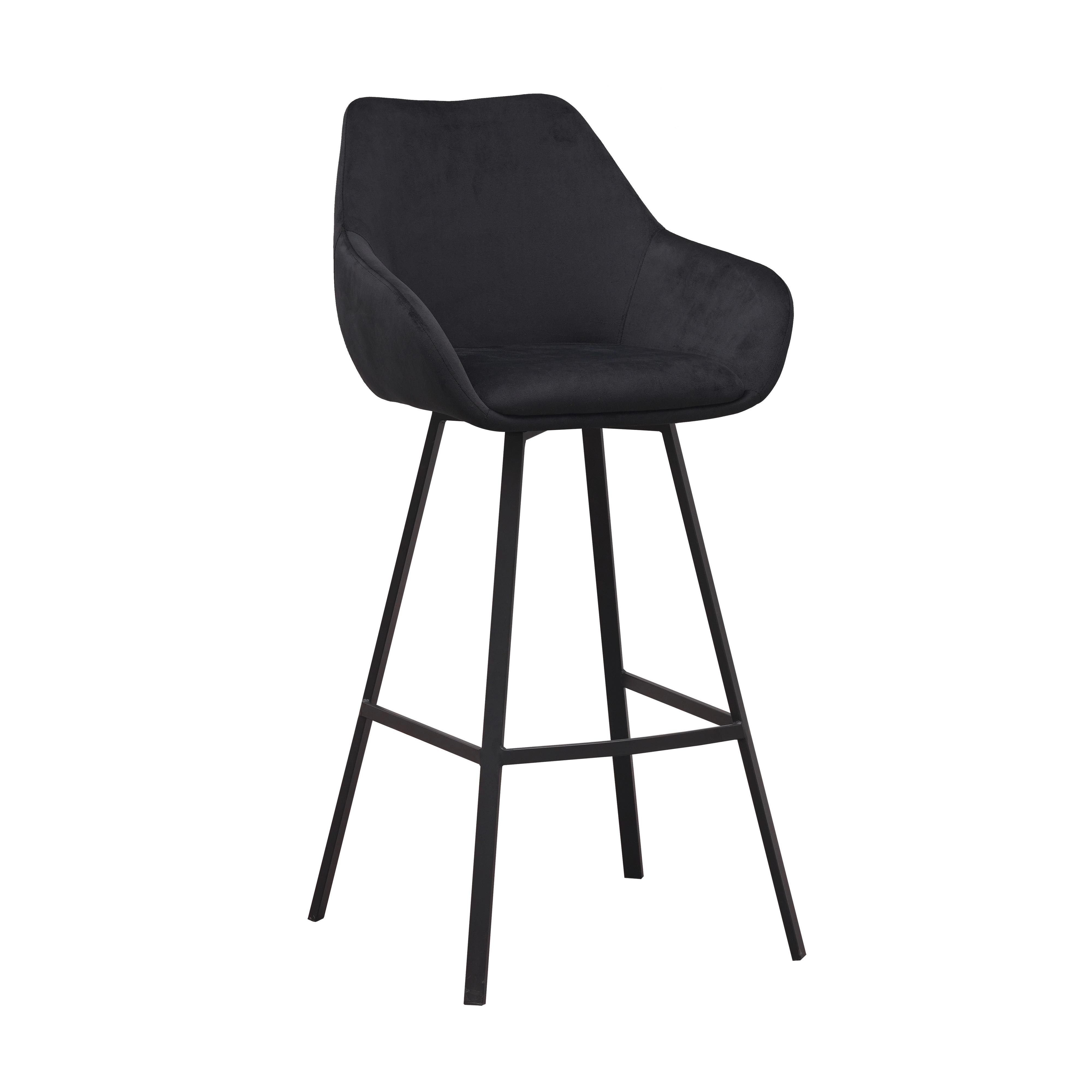Barhocker-set Casper Schwarz B: 55 Cm - Schwarz, MODERN, Textil/Metall (55/109/57cm) - MID.YOU