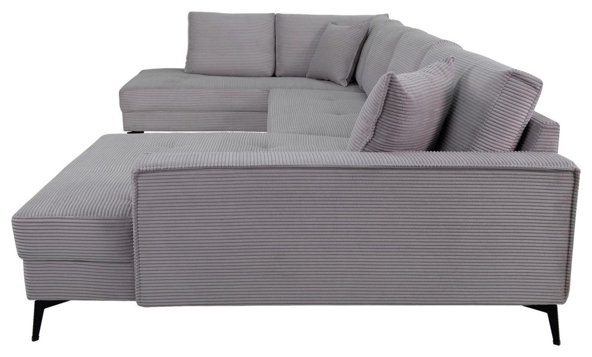 Wohnlandschaft Zero Grau U-Form 195x362x173cm - Hellgrau/Schwarz, Trend, Textil (195/362/173cm)