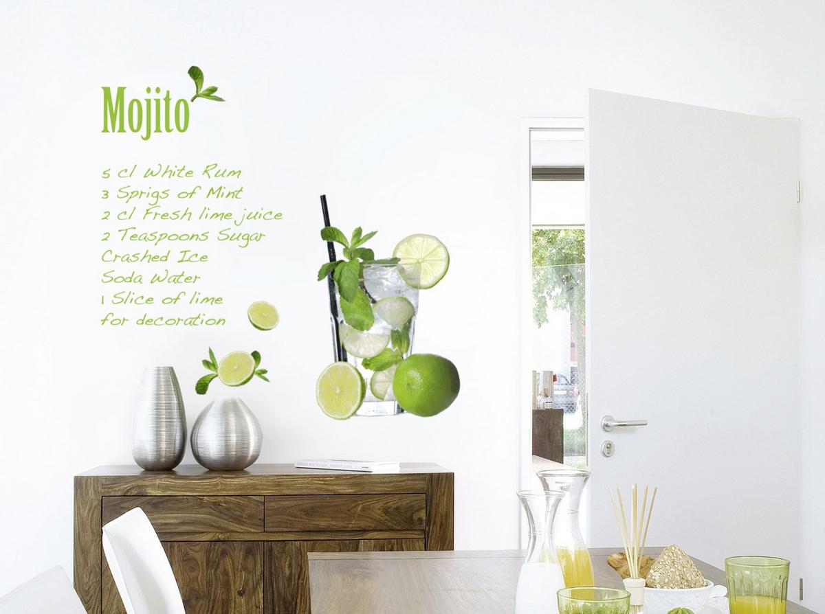 Dekosticker Mojito - Klar/Grün, LIFESTYLE, Kunststoff (100/70cm) - Komar