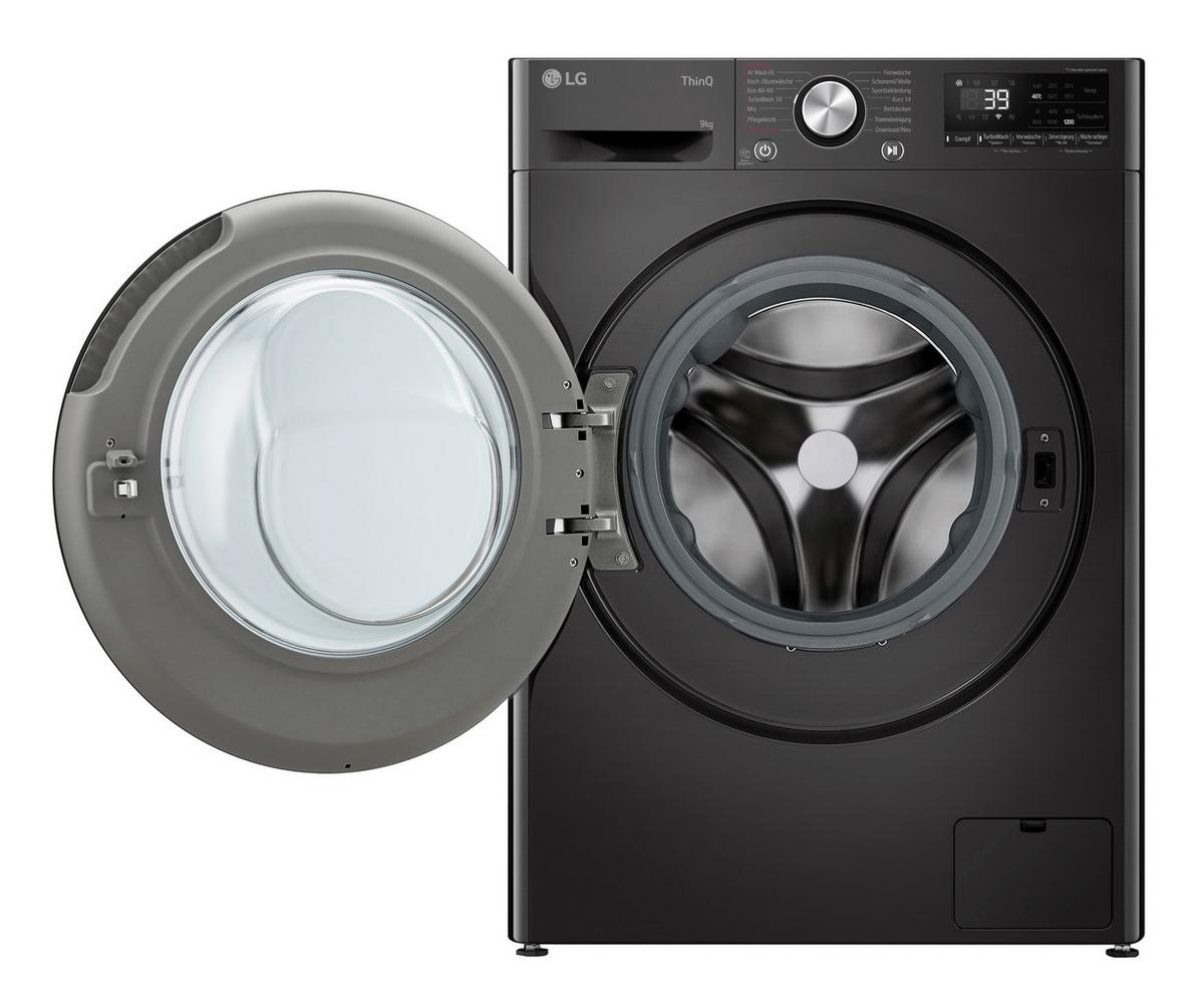 Waschmaschine F2v7slim9b 9 Kg Füllmenge, 1160 U/min - Schwarz, Basics, Metall (60/85/47,5cm) - LG