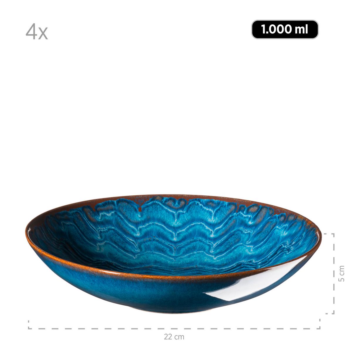Tafelservice Blau Stainzeug 12-Teilig - Blau, Basics, Keramik - Mäser