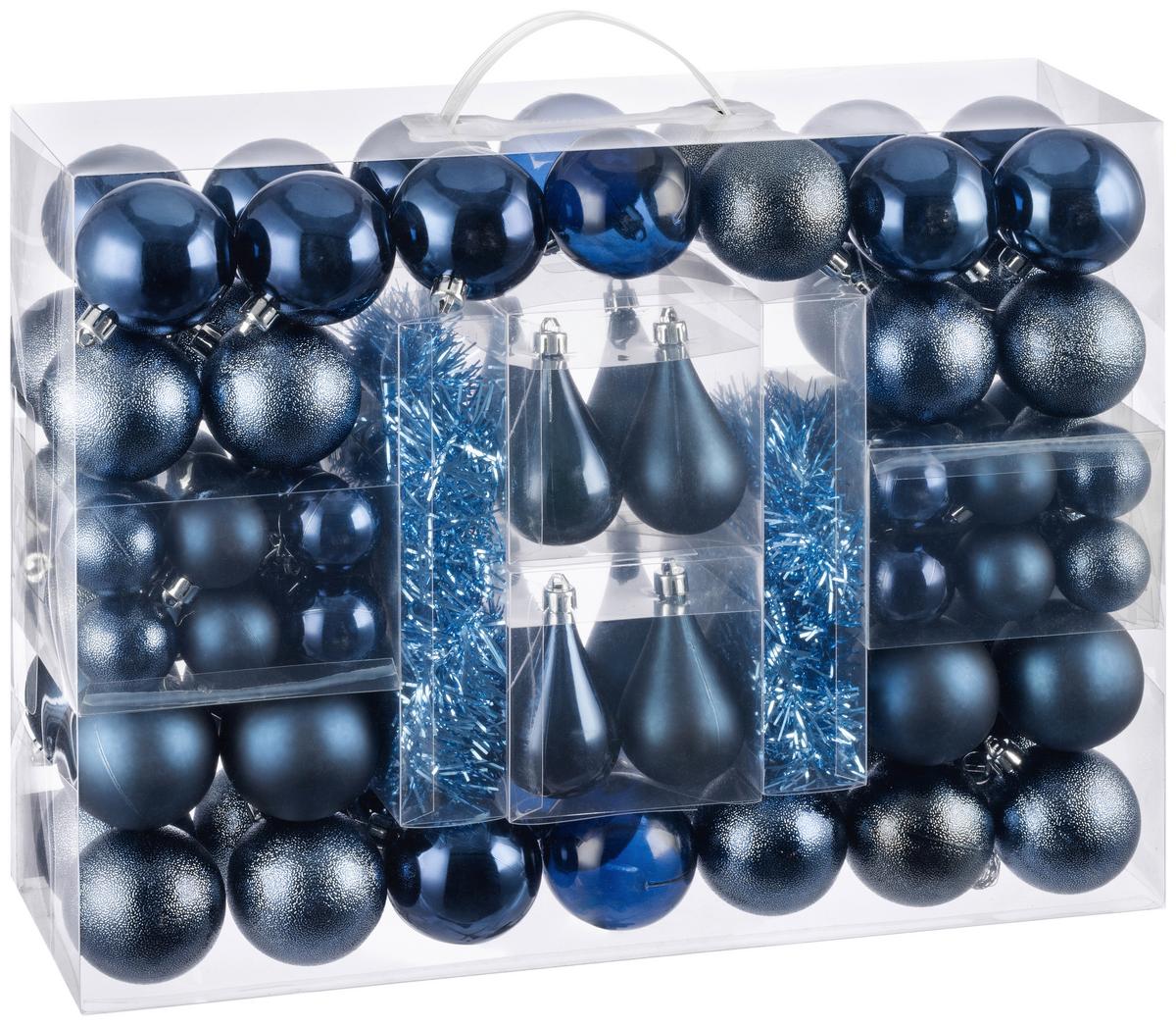 Christbaumkugel-Set Sigried - Dunkelblau, KONVENTIONELL, Kunststoff - Luca Bessoni