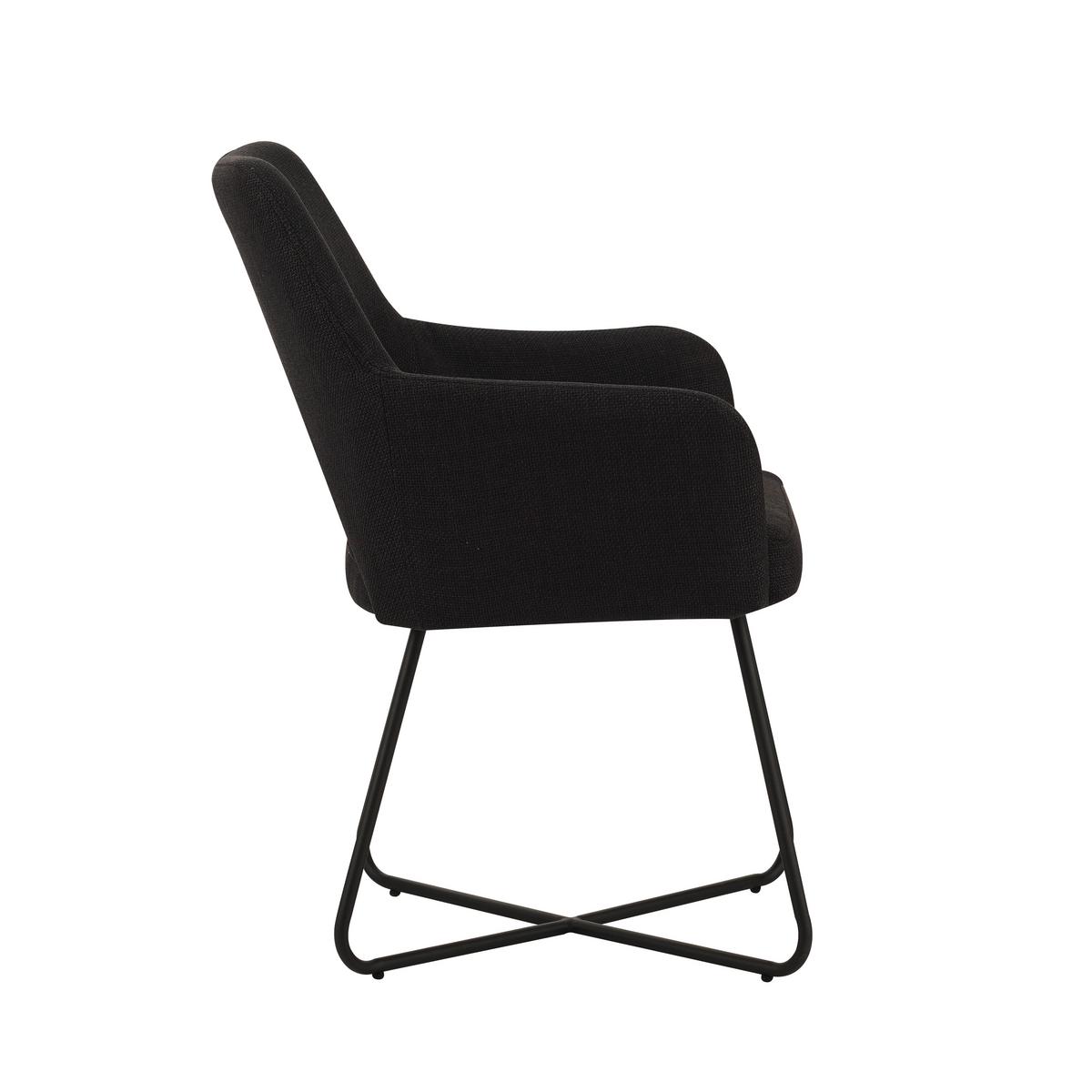 Armlehnstuhl Brest Schwarz B: 60 cm - Schwarz, MODERN, Textil/Metall (60/88/63,5cm) - MID.YOU