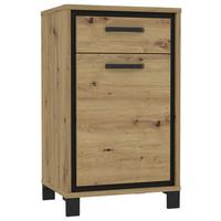 Schuhschrank Trondheim Eiche Dekor Mit Schublade B: 54,4 Cm - Eichefarben/Schwarz, Basics, Holzwerkstoff/Kunststoff (54,4/90,9/41,5cm) - Livetastic