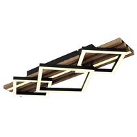 Led-deckenleuchte 67344d2 Obrien - Dunkelbraun/Schwarz, Natur, Holzwerkstoff/Kunststoff (61/31/9,5cm) - Globo