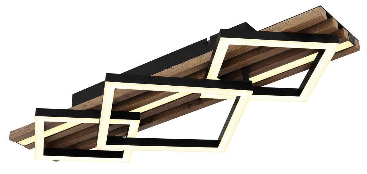 Led-deckenleuchte 67344d2 Obrien - Dunkelbraun/Schwarz, Natur, Holzwerkstoff/Kunststoff (61/31/9,5cm) - Globo