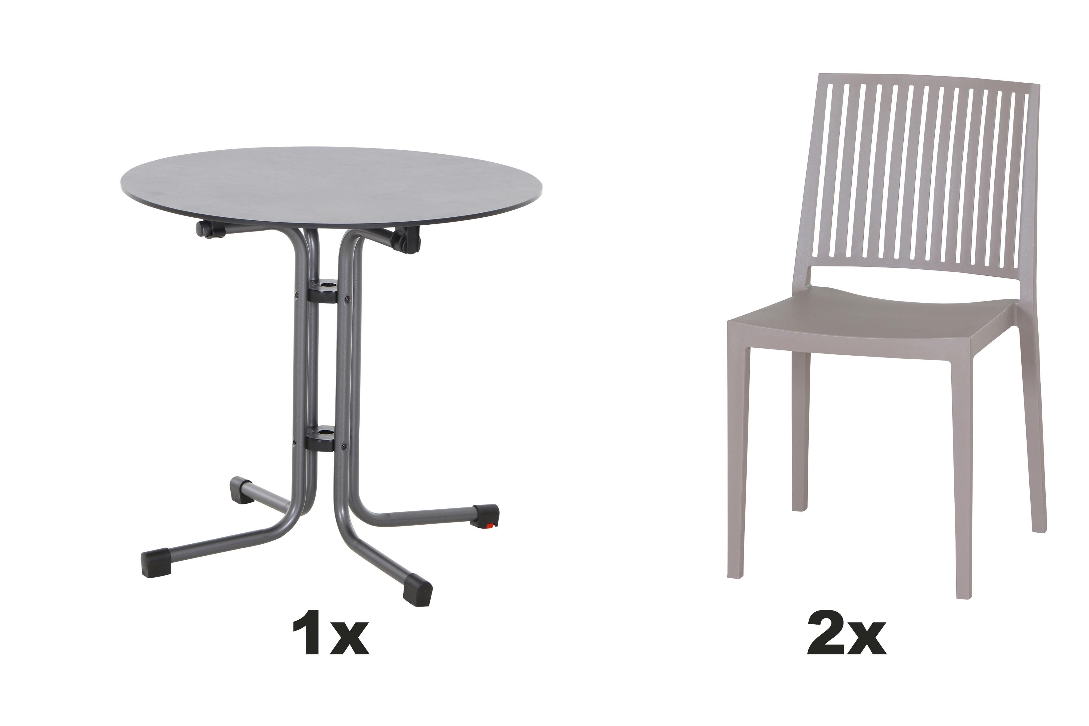 Gartengarnitur T20139 - Taupe/Anthrazit, Basics, Holzwerkstoff/Kunststoff (80/80/80cm) - Siena Garden