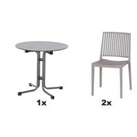 Gartengarnitur T20139 - Taupe/Anthrazit, Basics, Holzwerkstoff/Kunststoff (80/80/80cm) - Siena Garden