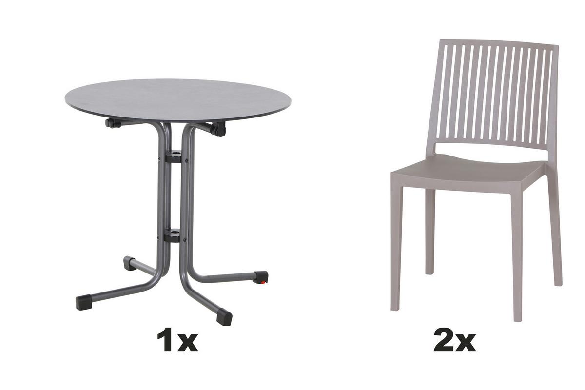 Gartengarnitur T20139 - Taupe/Anthrazit, Basics, Holzwerkstoff/Kunststoff (80/80/80cm) - Siena Garden