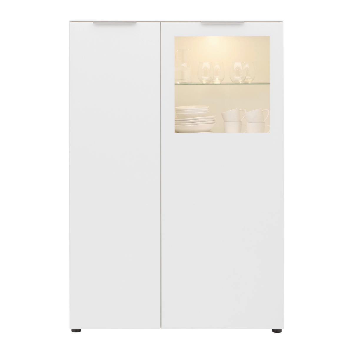 Vitríína Siena sklo, biela - bílá/černá, Moderní, kov/kompozitní dřevo (105/151/40cm) - Premium Living
