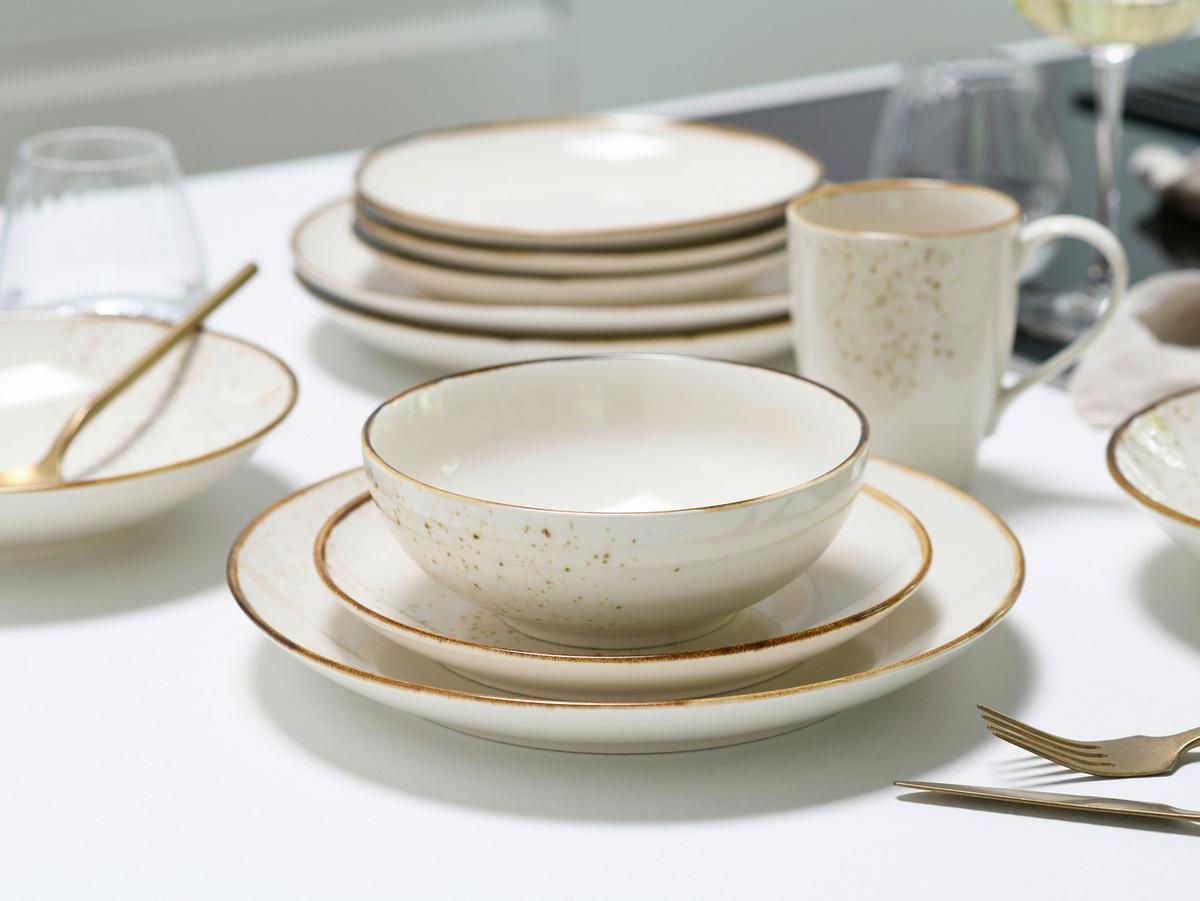 Kombiservice 20-Teilig. Steinzeug, creme - Creme, Basics, Keramik - Creatable