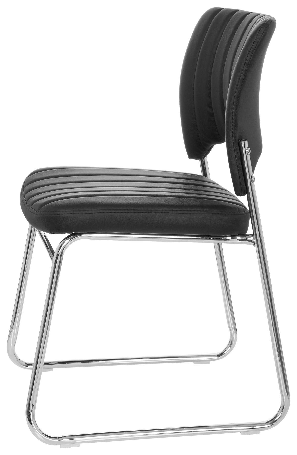 Besucherstuhl Caspi V Schwarz - Chromfarben/Schwarz, MODERN, Textil/Metall (44/82/52cm) - MID.YOU