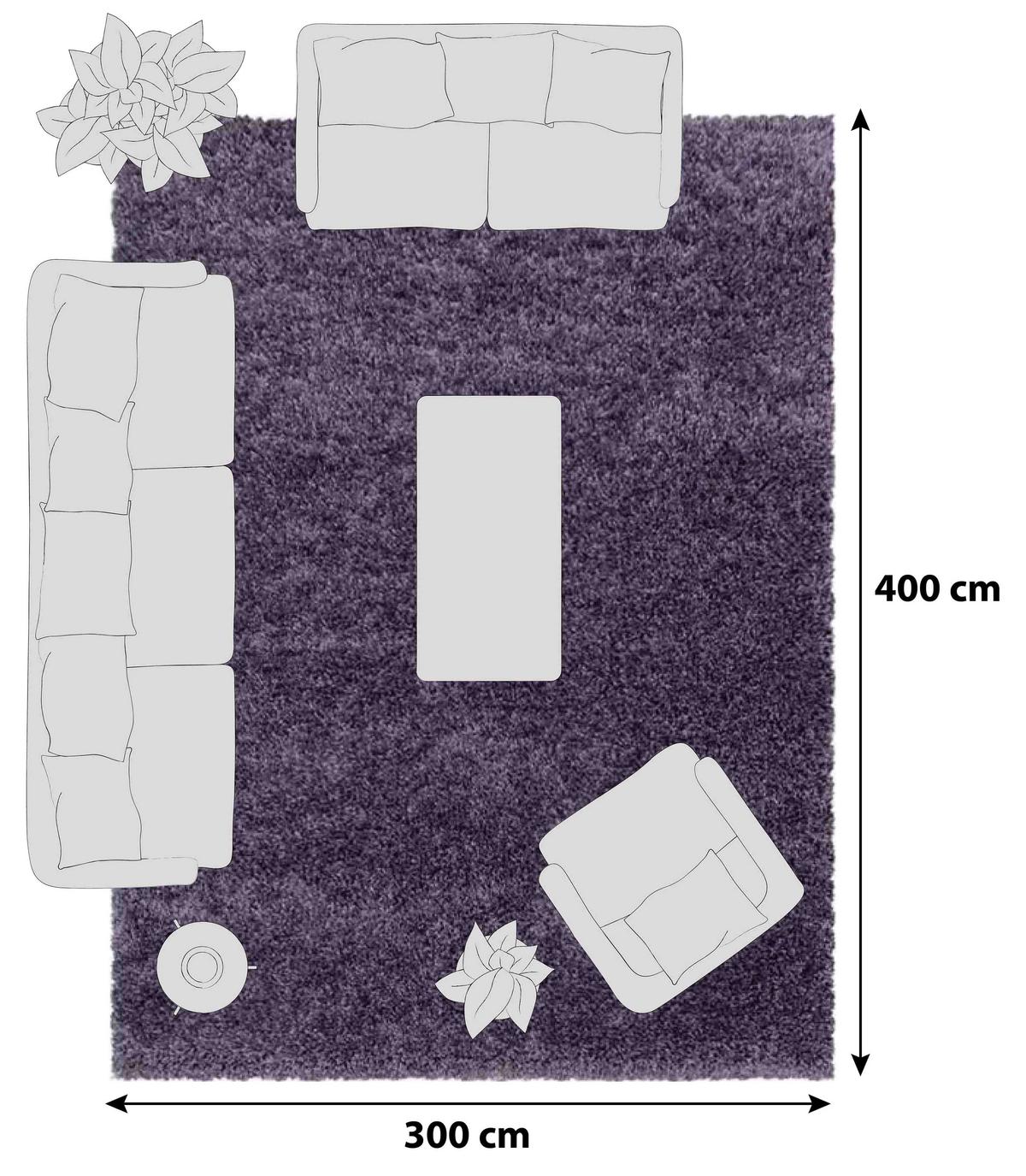 Hochflor Teppich Violett Sydney 300x400 cm - Violett, Basics, Textil (300/400cm)
