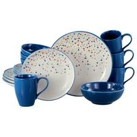 Kombiservice Joy Blau-bunt Blau, Creme 16--Teilig - Blau/Creme, Basics, Keramik - Creatable