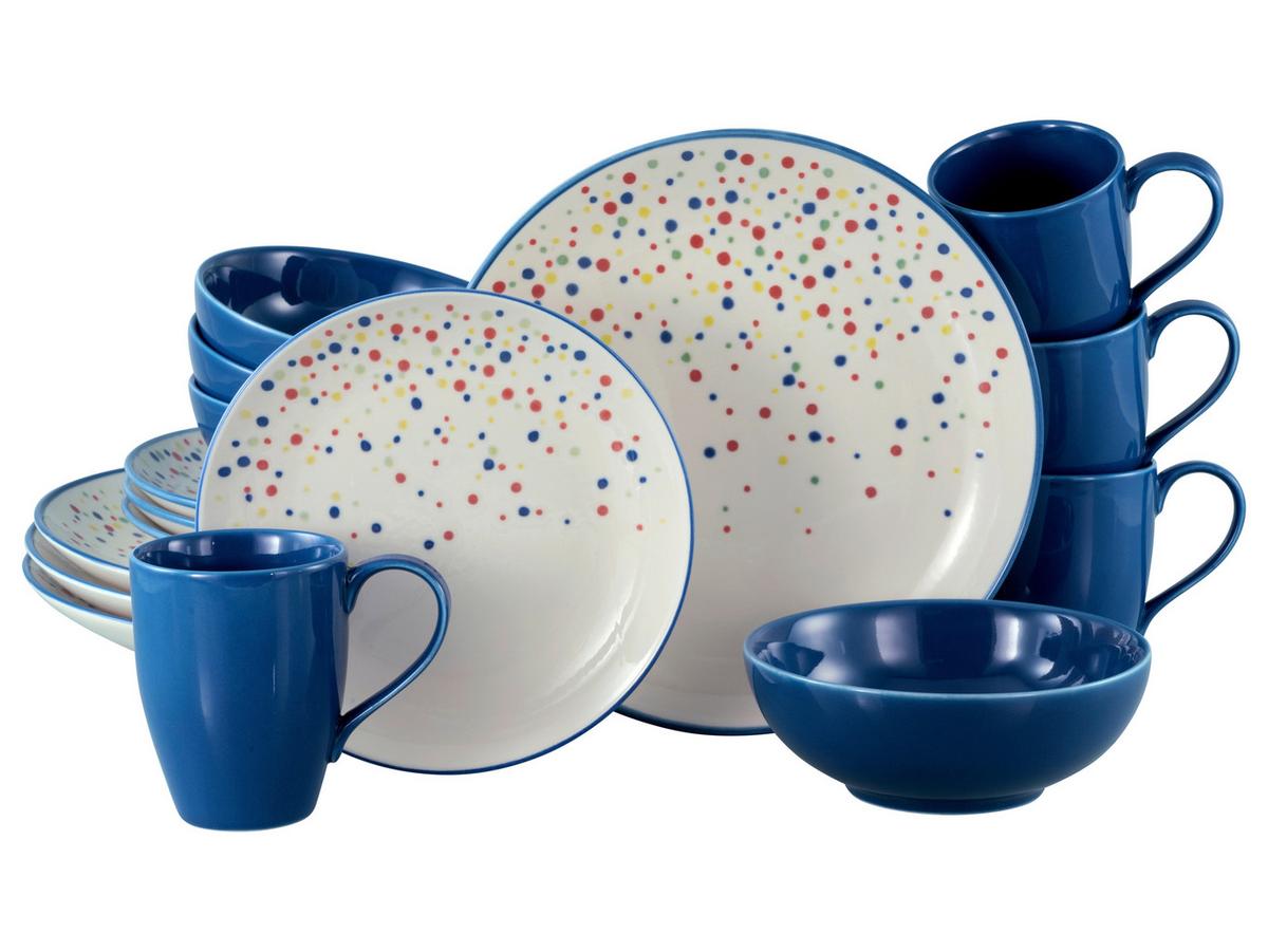 Kombiservice Joy Blau-bunt Blau, Creme 16--Teilig - Blau/Creme, Basics, Keramik - Creatable