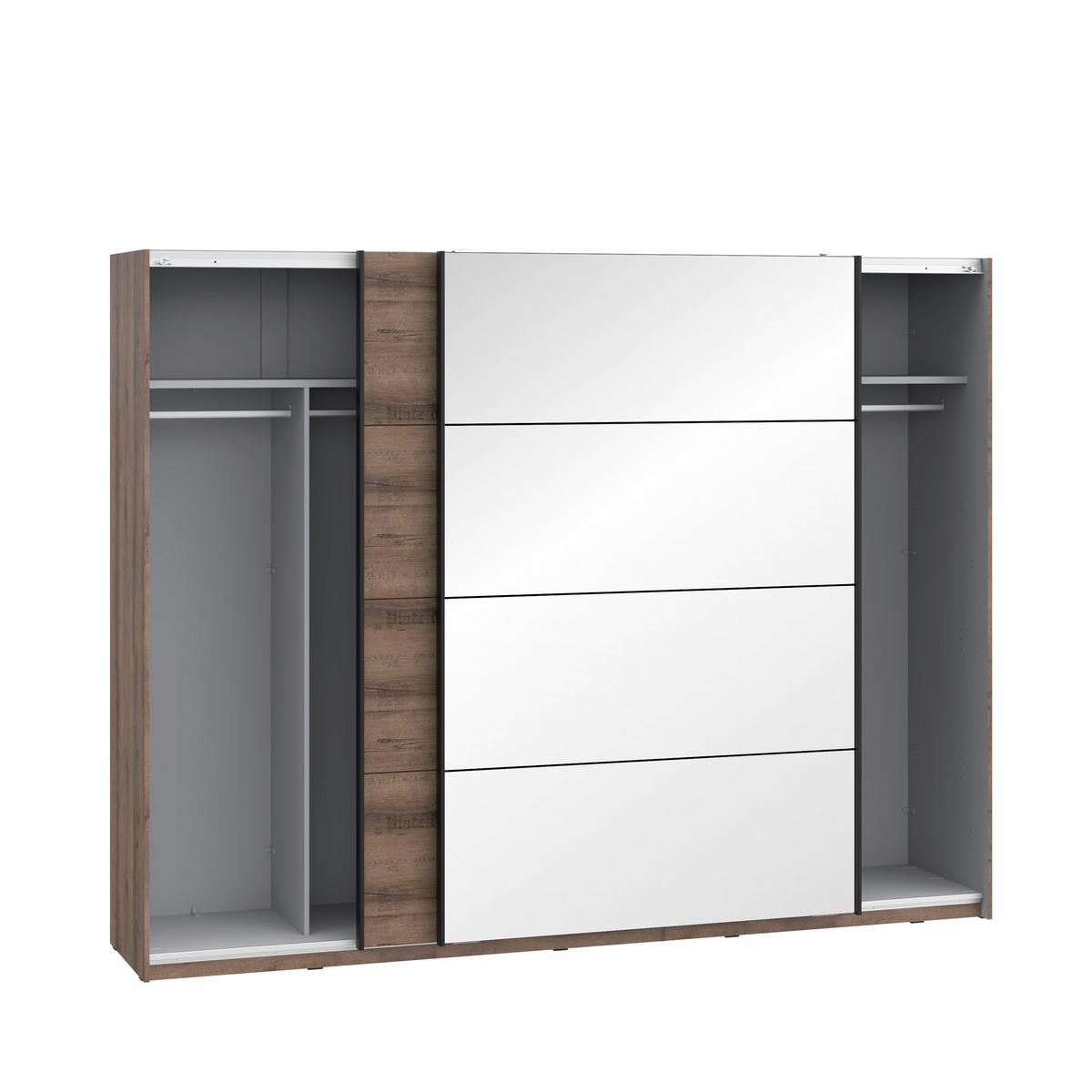 Tolóajtós Szekrény Jacky 270/210cm - tölgyfa színű/fekete, Lifestyle, műanyag/faalapú anyag (269,9cm)