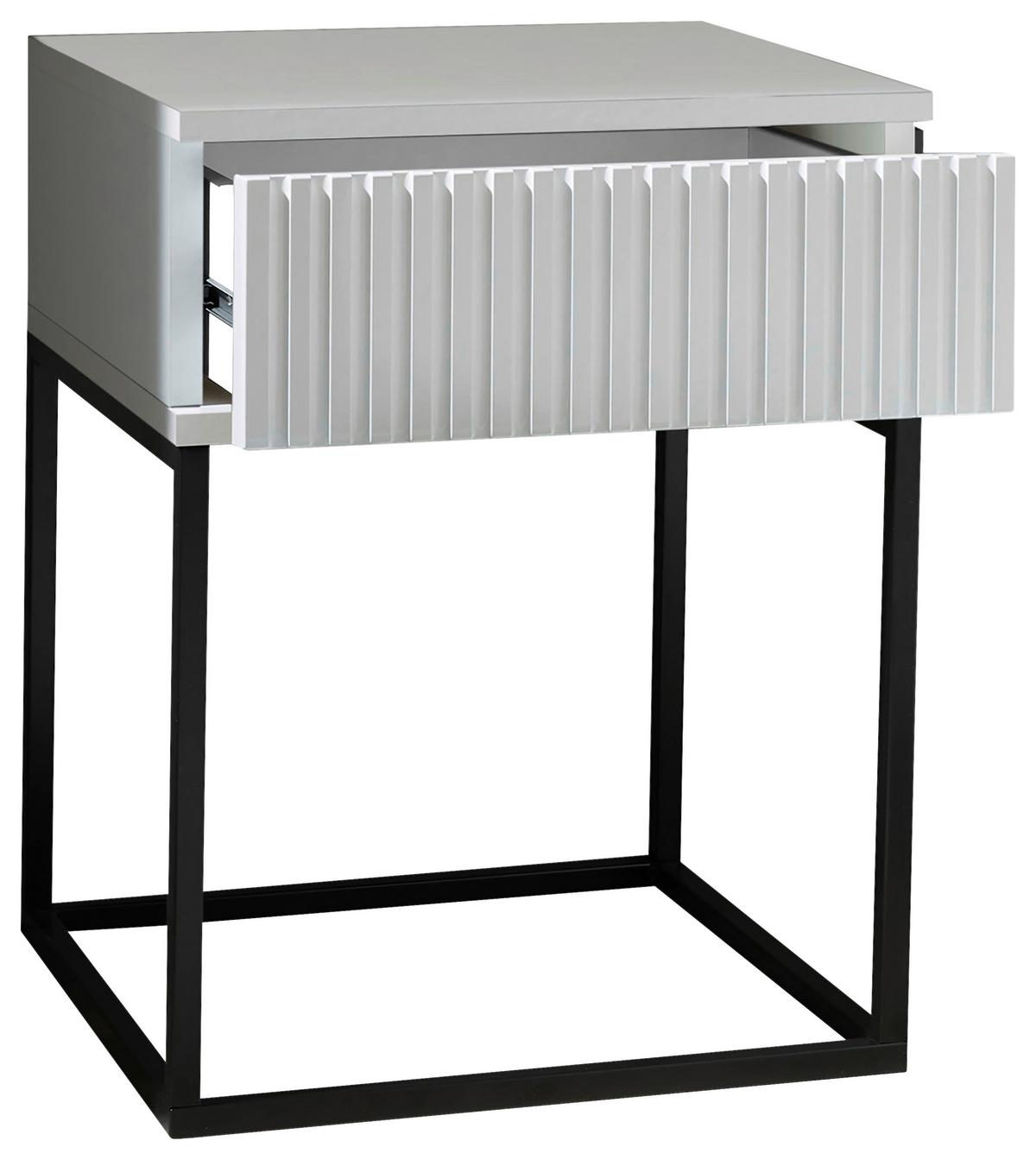 Nočný stolík MARLE biela - čierna/biela, Modern, kov/kompozitné drevo (40/52/38,5cm) - Hom`in