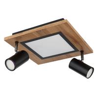 LED-Deckenleuchte L: 30 cm, 3-Flammig, Stufenschalter - Opal/Schwarz, Design, Holzwerkstoff/Kunststoff (30/30/18cm) - Globo
