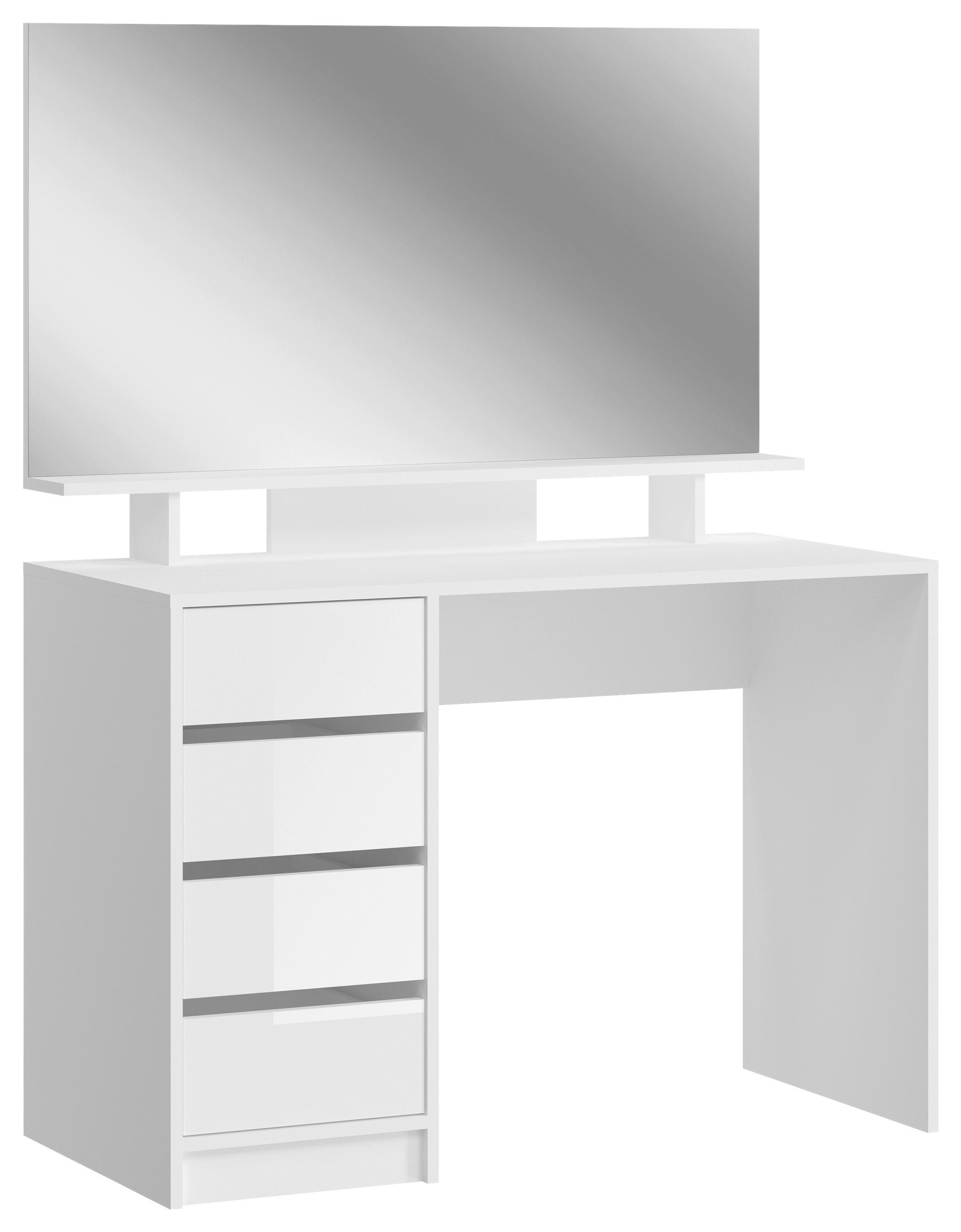 Schminktisch Emma Weiß L: 110 cm - Design, Glas/Holzwerkstoff (110/145/48cm) - MID.YOU