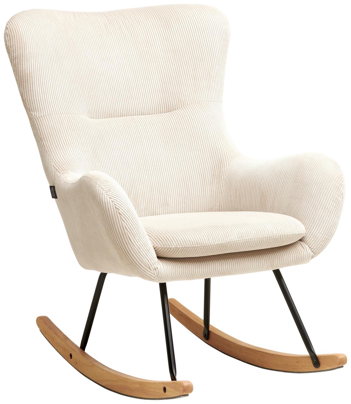 Schaukelsessel Rocking Scandi - Creme/Schwarz, MODERN, Textil/Metall (75/102/80cm) - MID.YOU