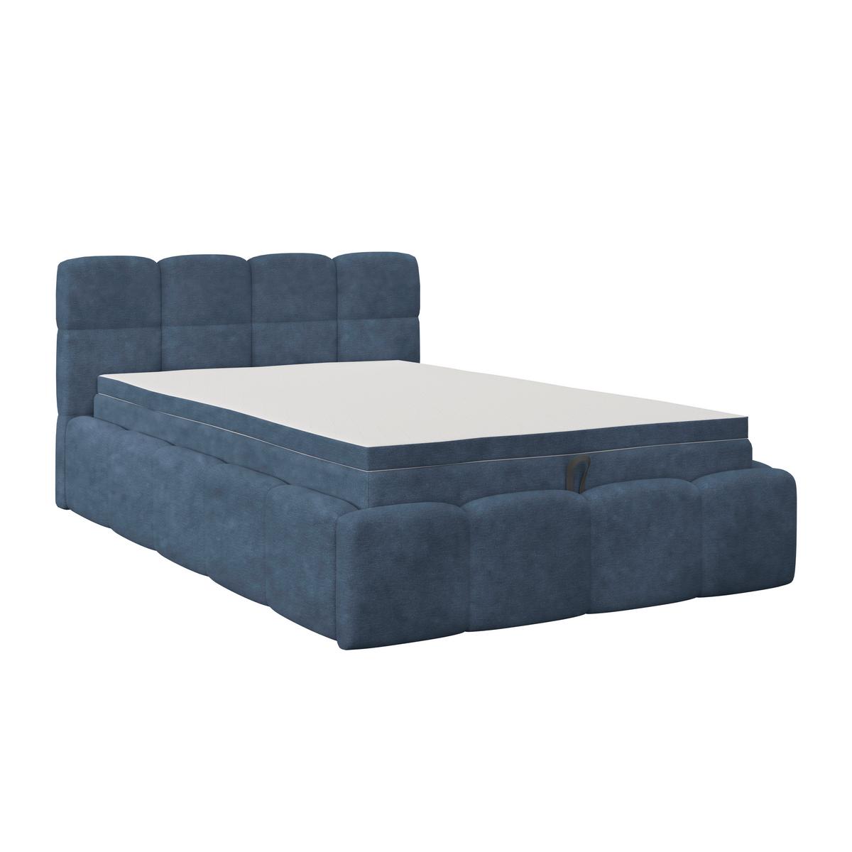 Polsterbett Noe Blau 140x200 cm - Blau/Schwarz, Trend, Textil/Metall (140/200cm)