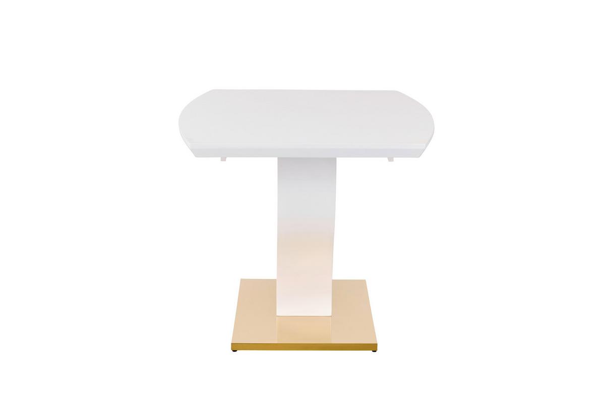 Ausziehtisch Jade 140 Az 140-180x76x90 cm Weiß Hg - Weiß Hochglanz/Goldfarben, KONVENTIONELL, Holzwerkstoff/Metall (140-180/76/90cm) - MID.YOU