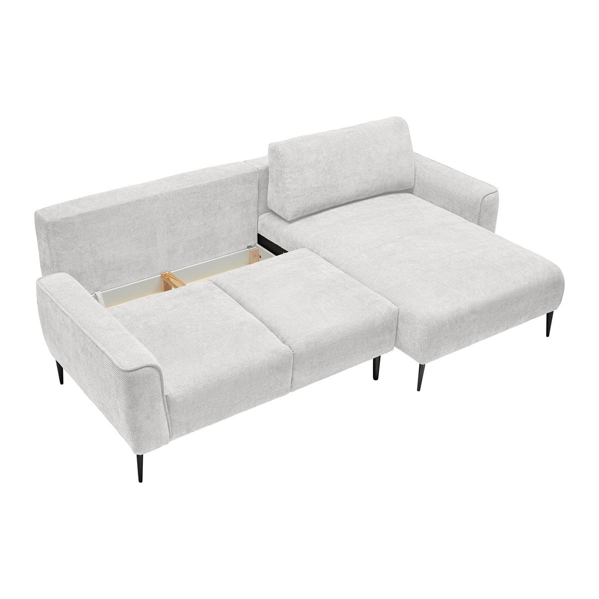 Rohová sedačka CUSTOM, pravá, krémová žinylka - černá/krémová, Moderní, kov/textil (255/164cm) - Mömax