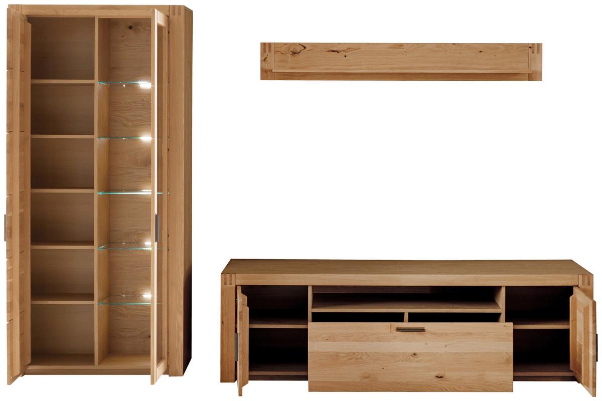 Vitrine Prag - Eichefarben, Design, Glas/Holz (97/203/37cm) - Livetastic