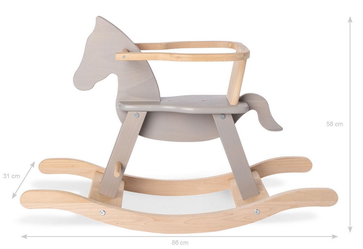 Schaukelpferd Pinolino mit Ring - Hellgrau/Naturfarben, Basics, Holz (86/31/58cm) - Pinolino