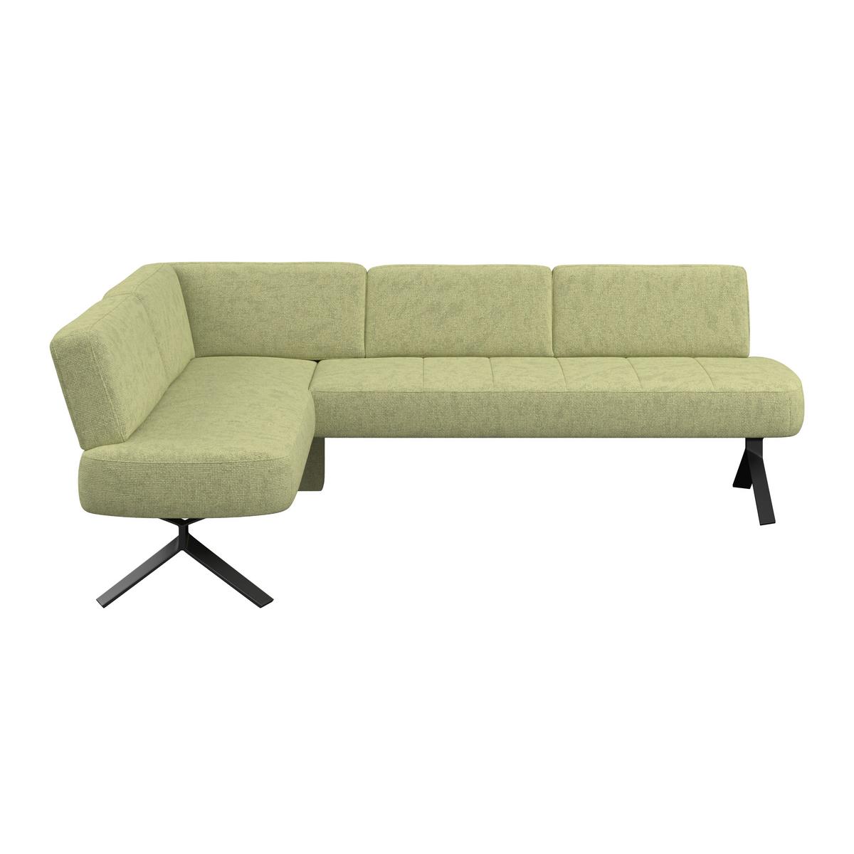 Eckbank olivgrün/Metallbeine Ulmo, S: 176x248cm - Schwarz/Olivgrün, MODERN, Textil/Metall (176/248cm)