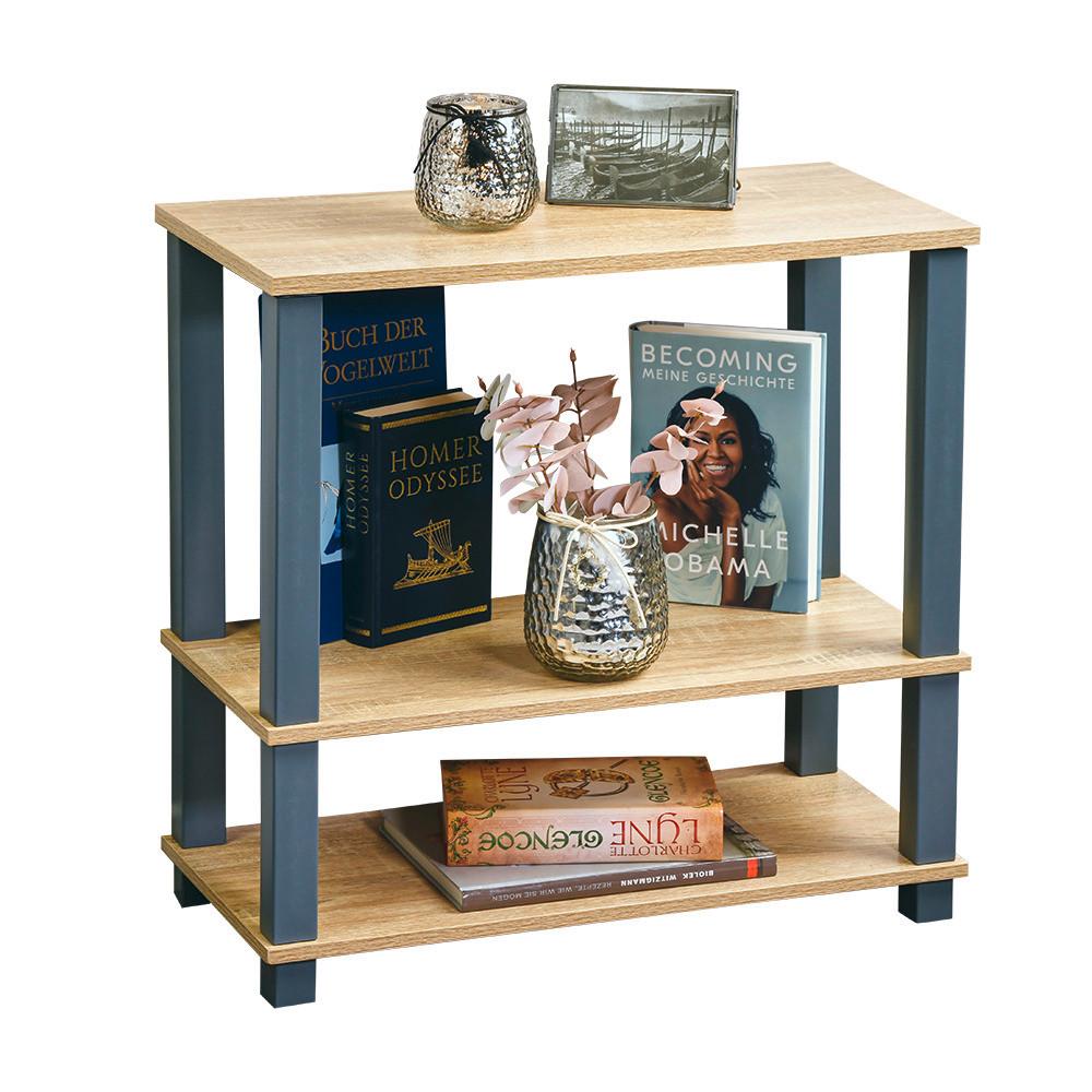 Regal Eiche Dekor, Grau, B: 60 cm - Eichefarben/Grau, Basics, Holzwerkstoff (60/58,5/29,5cm) - Kesper