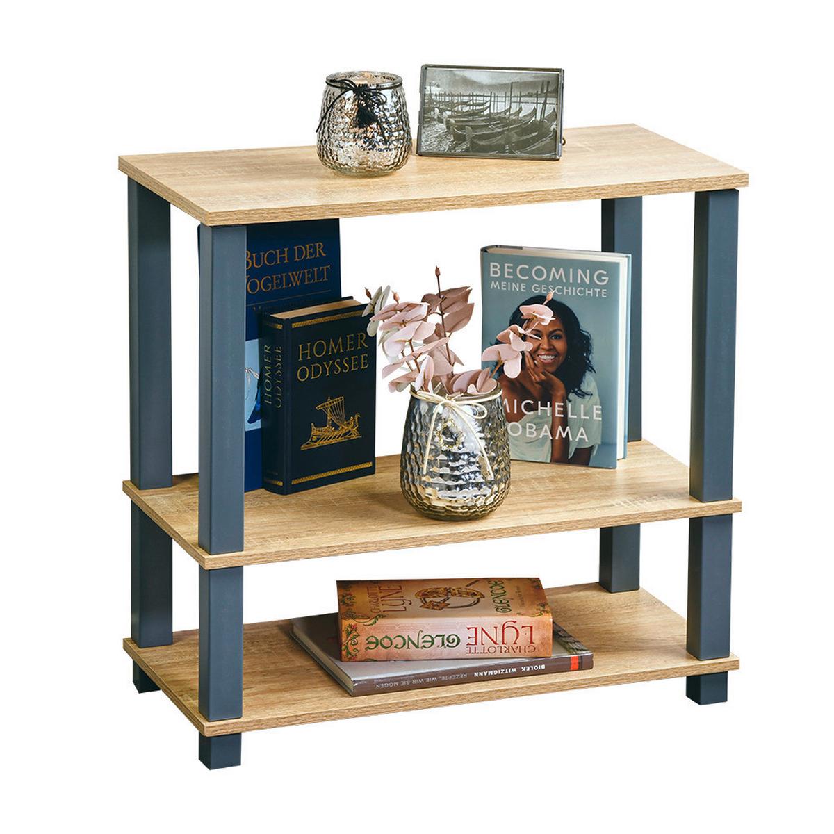 Regal Eiche Dekor, Grau, B: 60 Cm - Eichefarben/Grau, Basics, Holzwerkstoff (60/58,5/29,5cm) - Kesper